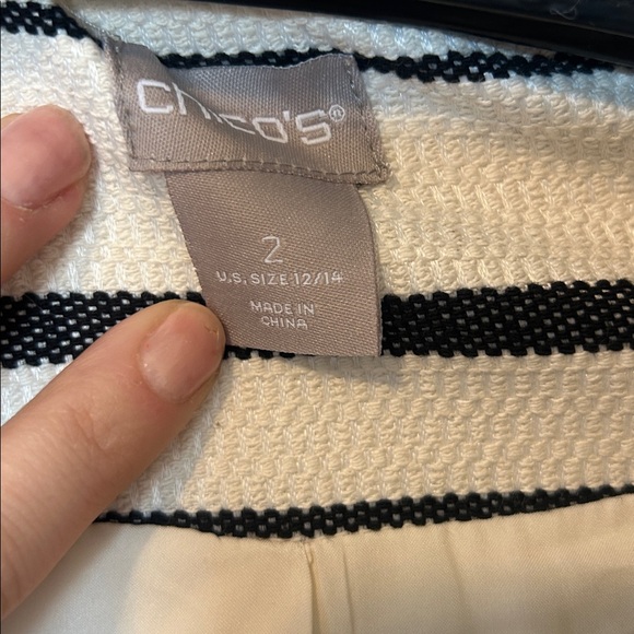 Chico's Black and White Striped Jacket/ Blazer - Picture 3 of 5